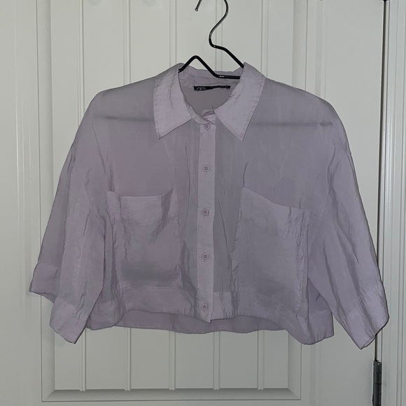 Zara Tops Zara Flowy Cropped Button Up Blouse Poshmark